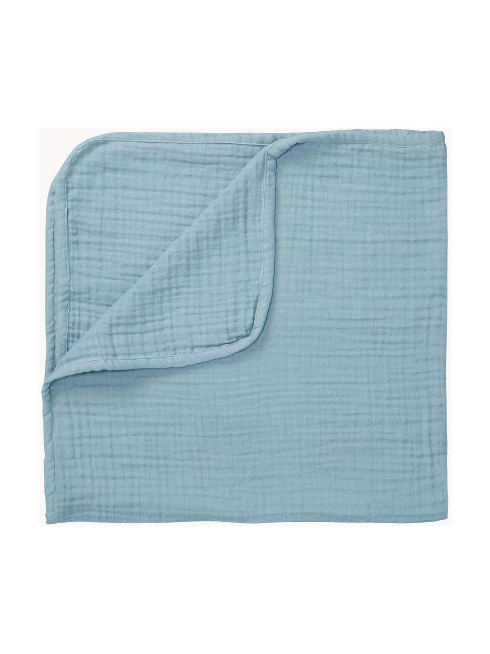 Musselin-Plaid Sensitive aus Bio-Baumwolle, 100% Biobaumwolle, Blau, B 100 x L 100 cm