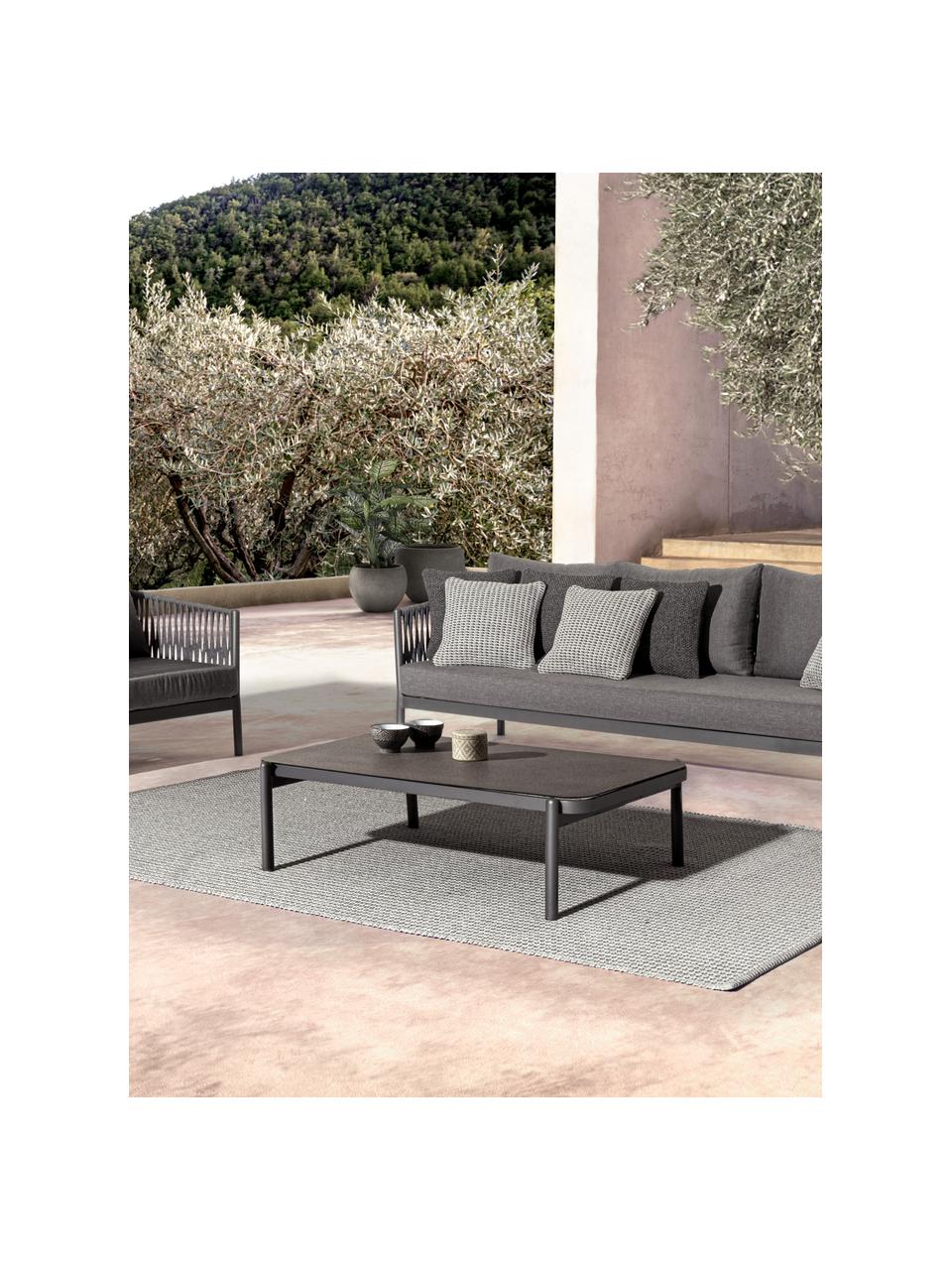 Garten-Couchtisch Florencia mit Glasplatte, Tischplatte: Glas, beschichtet, Gestell: Aluminium, pulverbeschich, Schwarz, Dunkelgrau, B 120 x H 36 cm