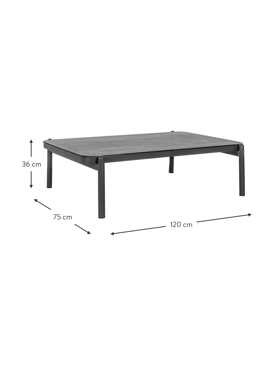 Stolik kawowy ogrodowy ze szklanym blatem Florencia, Blat: szkło powlekane, Stelaż: aluminium malowane proszk, Czarny, ciemnoszary, S 120 x W 36 cm
