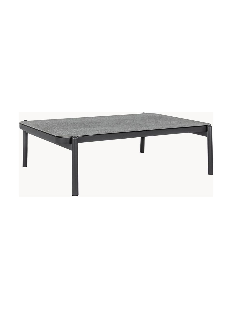 Mesa de centro para exterior Florencia, con tablero de cristal, Tablero: vidrio recubierto, Estructura: aluminio con pintura en p, Negro, gris oscuro, An 120 x Al 36 cm