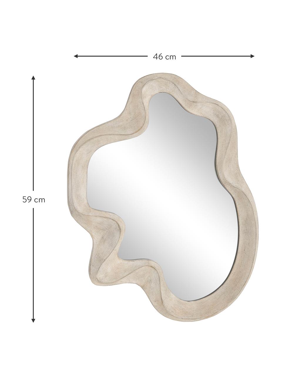 Espejo de pared pequeño con forma orgánica Iro, Parte trasera: tablero de fibras de dens, Espejo: cristal, Beige, An 46 x Al 59 x F 3 cm