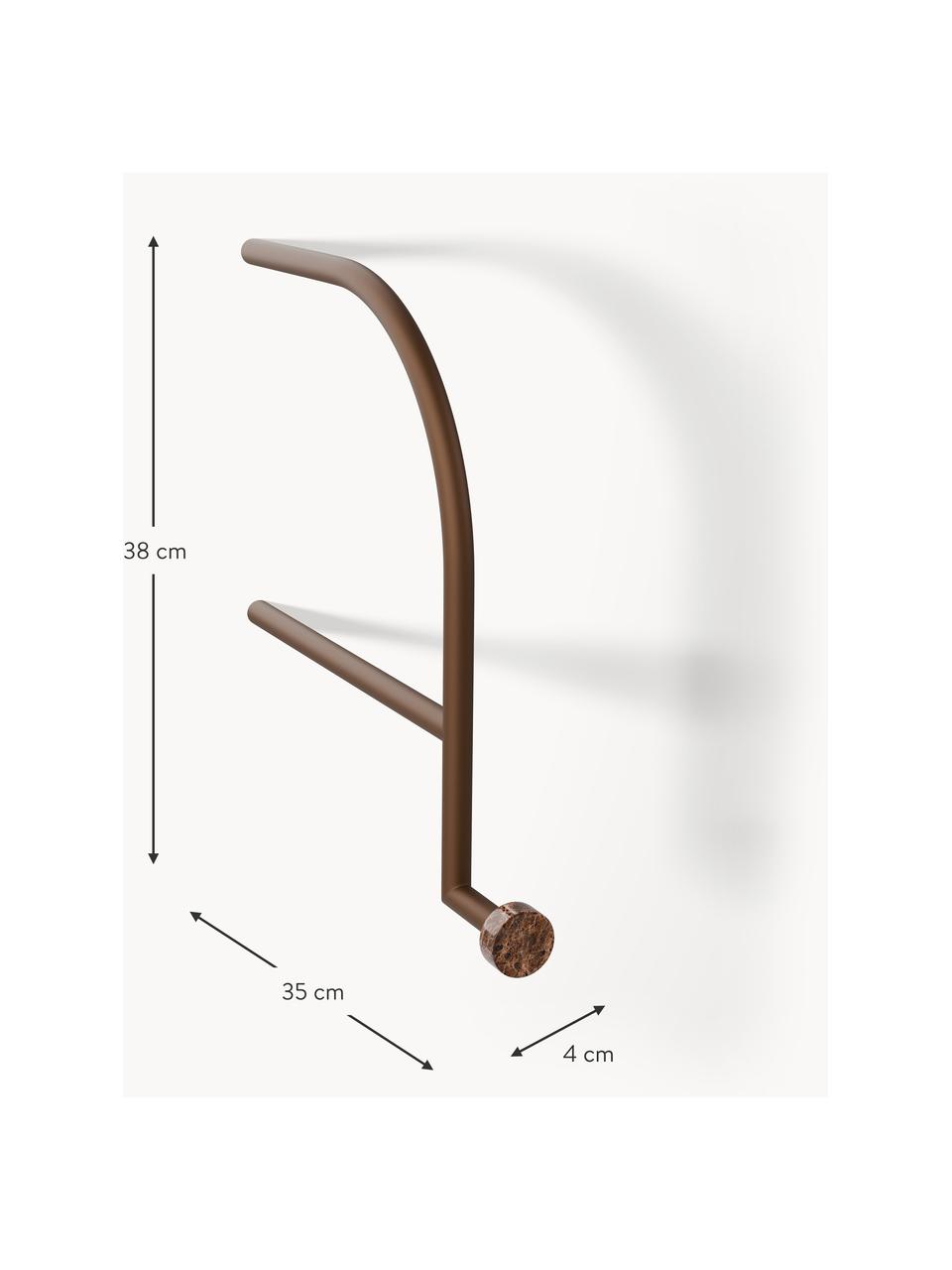 Appendiabiti da parete con gancio in marmo Disa, Struttura: metallo verniciato a polv, Marrone scuro, Larg. 4 x Alt. 38 cm