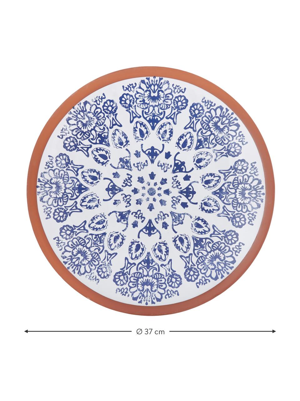 Ručně vyrobený servírovací talíř Tapas, Ø 37 cm, Modrá, bílá, hnědá