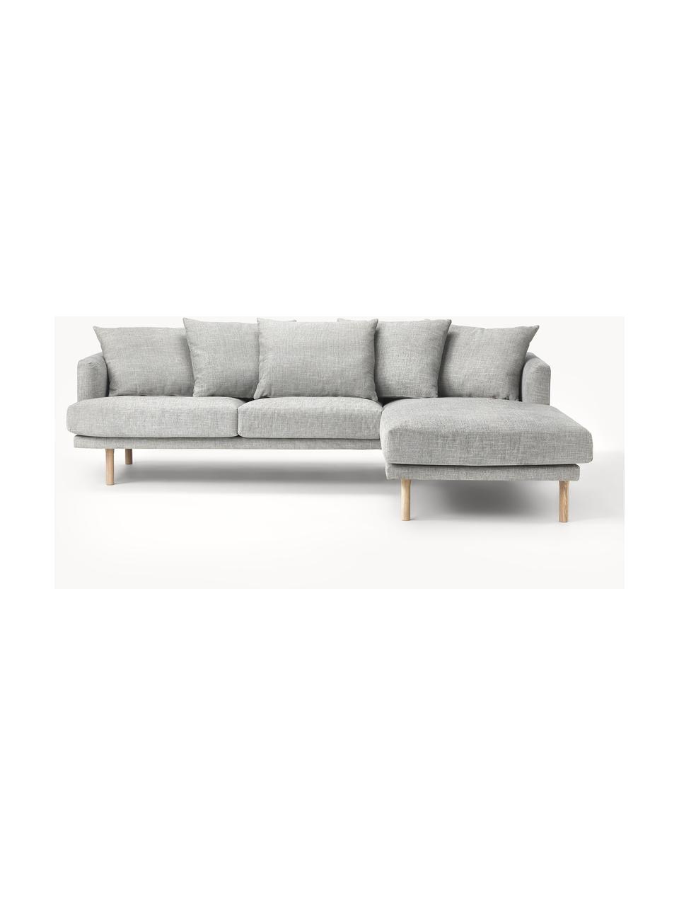 Ecksofa Adrian (3-Sitzer), Bezug: 47 % Viskose, 23 % Baumwo, Gestell: Sperrholz, Webstoff Hellgrau, B 255 x T 182 cm, Eckteil rechts