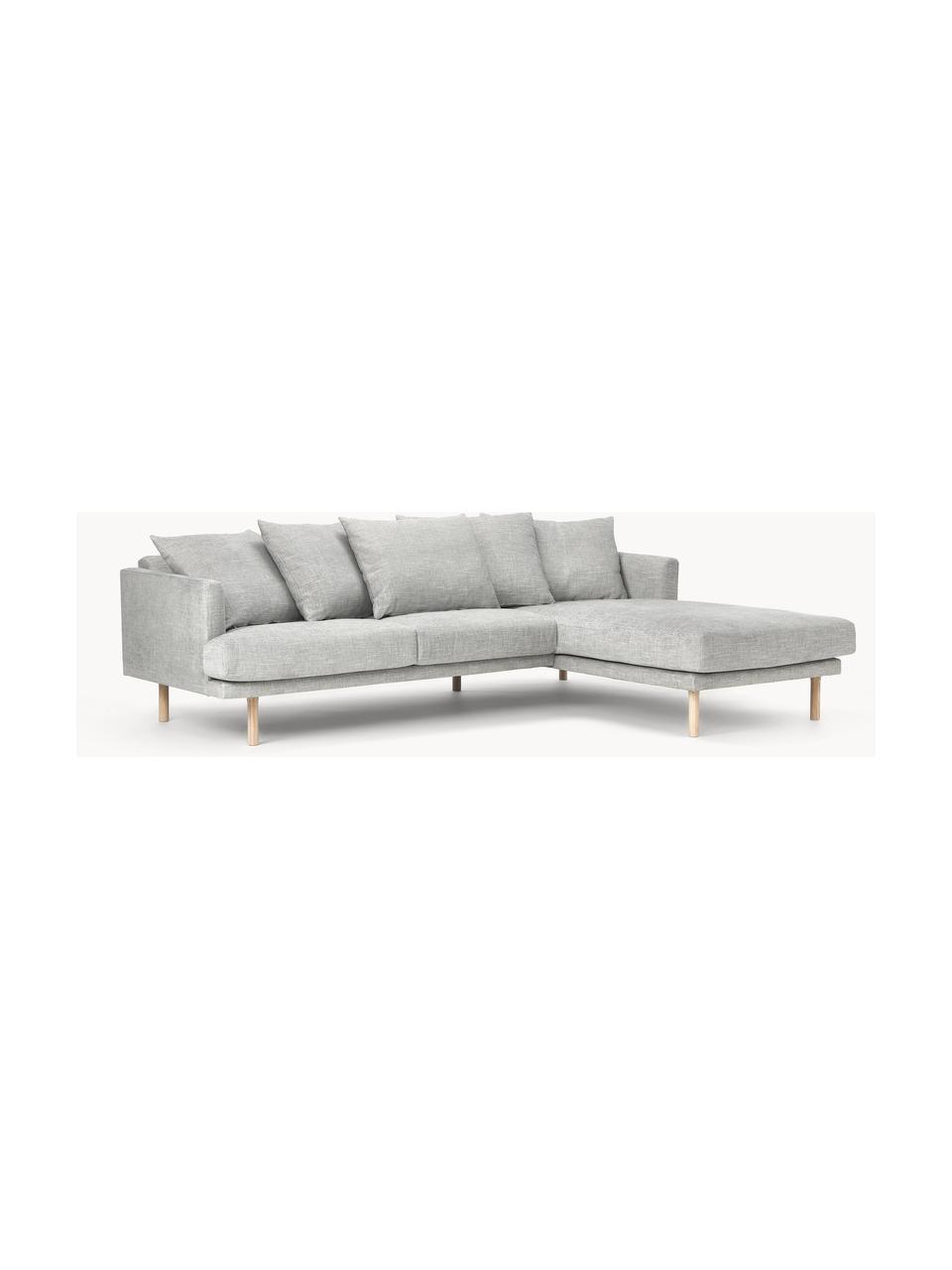 Divano angolare 3 posti  Adrian, Rivestimento: 47% viscosa, 23% cotone, , Struttura: compensato, Piedini: legno di quercia oliato Q, Tessuto grigio chiaro, Larg. 255 x Prof. 182 cm, chaise longue a destra