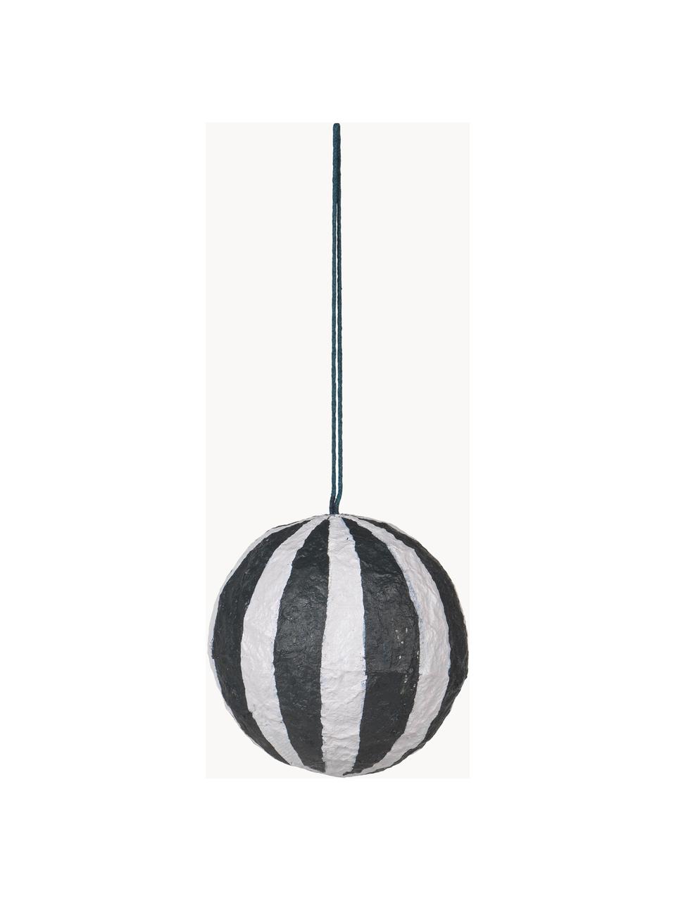 Palline di Natale Sphere, Ø 8 cm, 3 pz, Polpa di cotone, Nero, bianco, Ø 8 cm