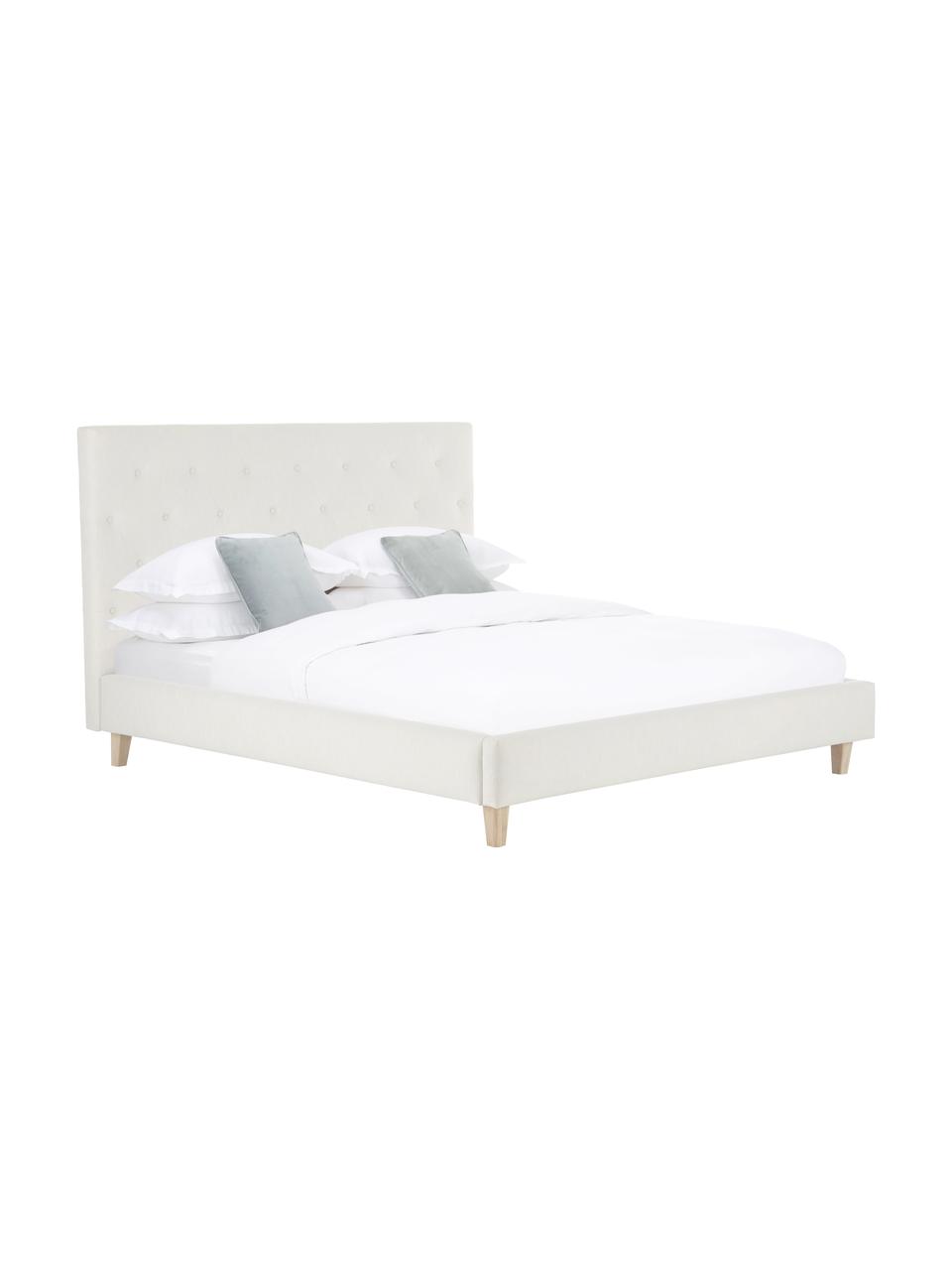 Letto imbottito in tessuto beige Serene, Rivestimento: Poliestere (tessuto strut, Piedini: legno di quercia massicci, Tessuto beige, 160 x 200 cm