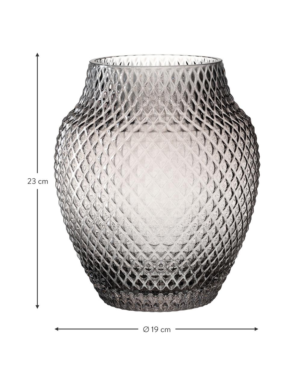 Ręcznie wykonany wazon ze szkła Poesia, Szklanka, Szary, Ø 19 x W 23 cm