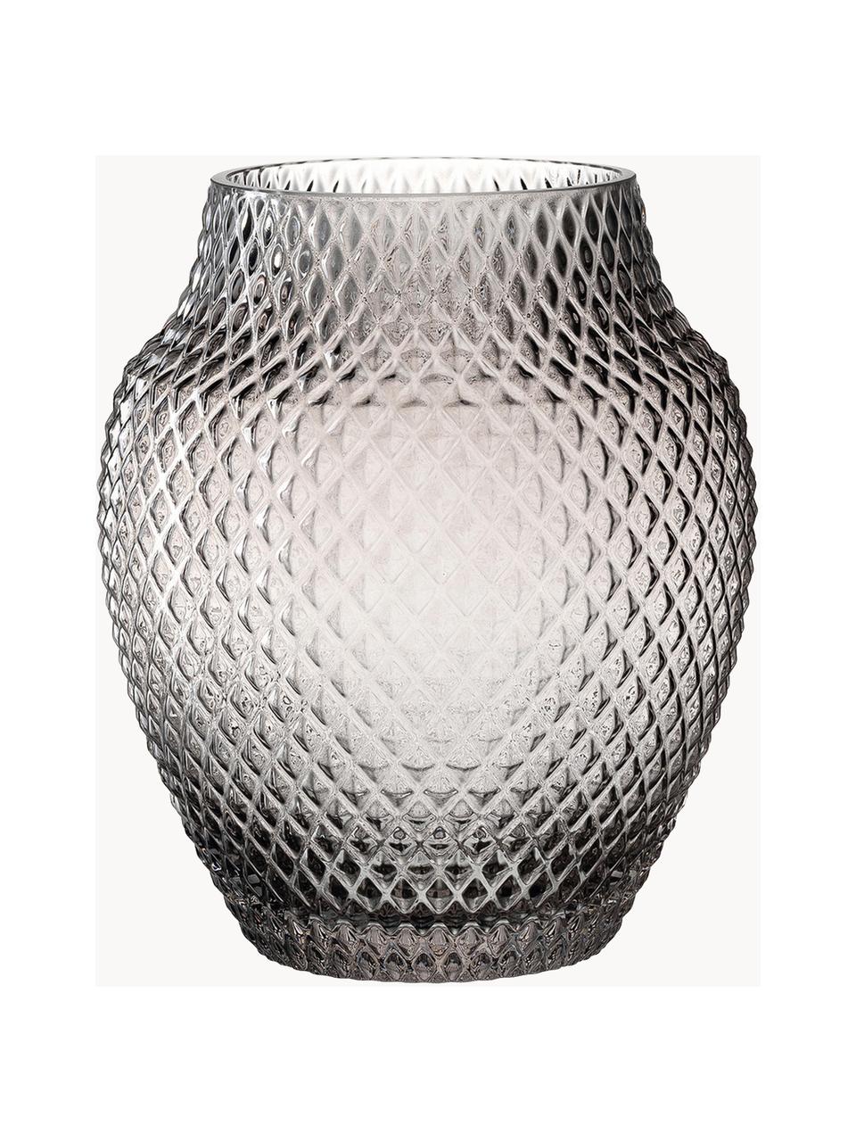 Handgemaakte glazen vaas Kataja, H 24 cm, Glas, Lichtgrijs, transparant, Ø 19 x H 23 cm