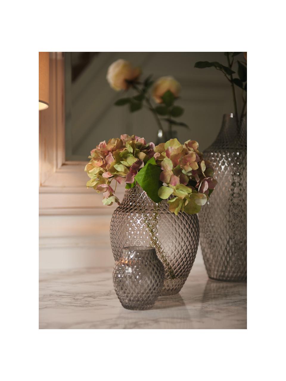 Ručně vyrobená skleněná váza Poesia, V 23 cm, Sklo, Světle šedá, transparentní, Ø 19 cm, V 23 cm