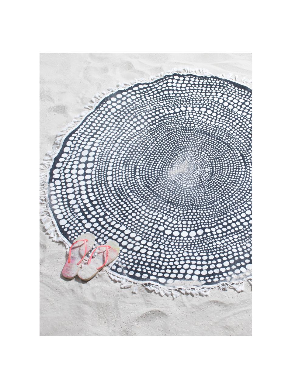Ręcznik plażowy  Kivi, Antracytowy, biały, Ø 150 cm