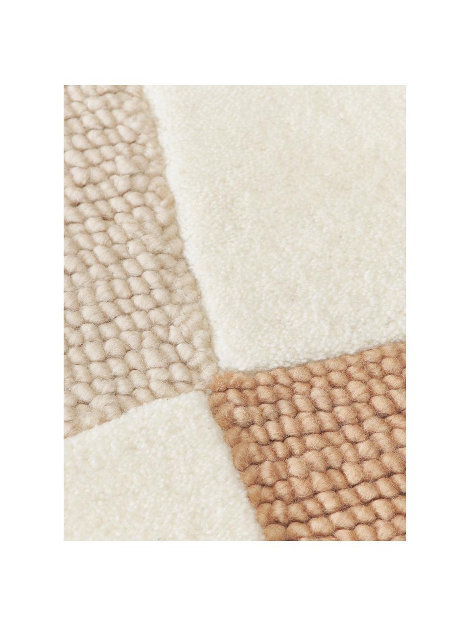 Tappeto in lana taftato a mano con struttura alta-bassa Corin, Retro: 100% cotone Nel caso dei , Bianco crema, tonalità beige, Larg. 80 x Lung. 150 cm (taglia XS)