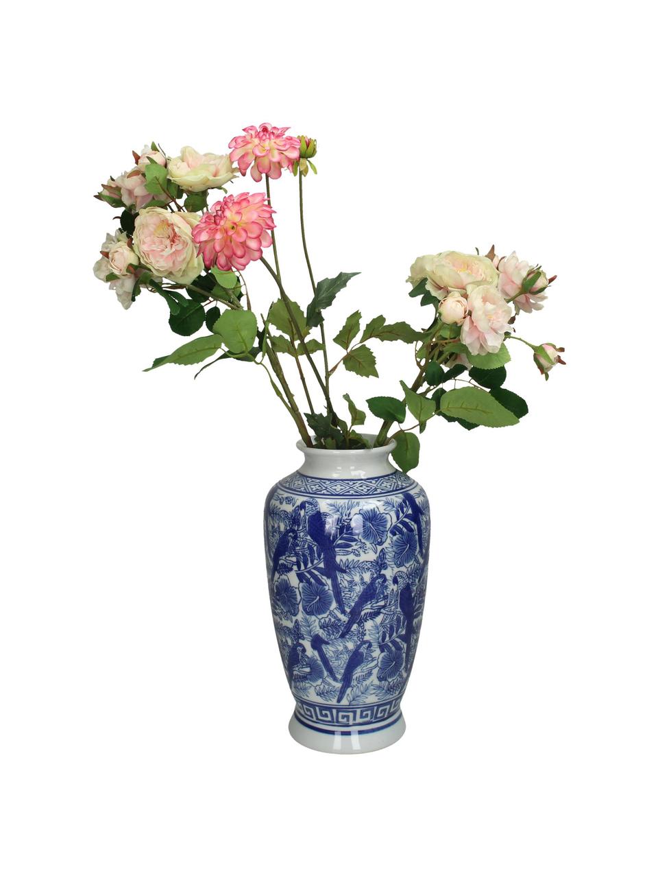Grosse Vase Tourmaline aus Porzellan, Porzellan, Blau, Weiss, Ø 16 x H 31 cm