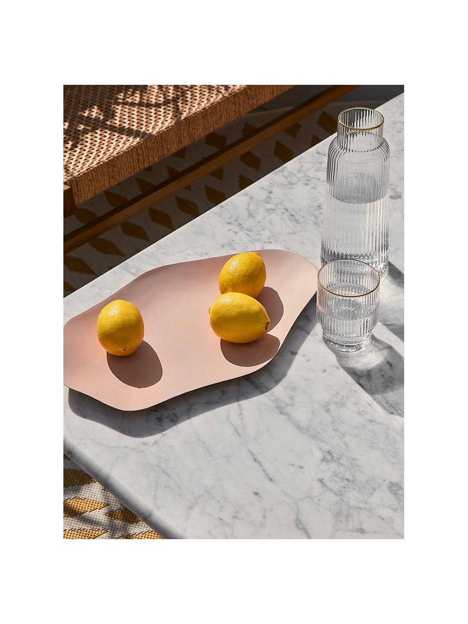 Jarra con relieve Minna, 1,1 L, Vidrio soplado artesanalmente, Transparente con borde dorado, Ø 10 x Al 25 cm, 1.1 L