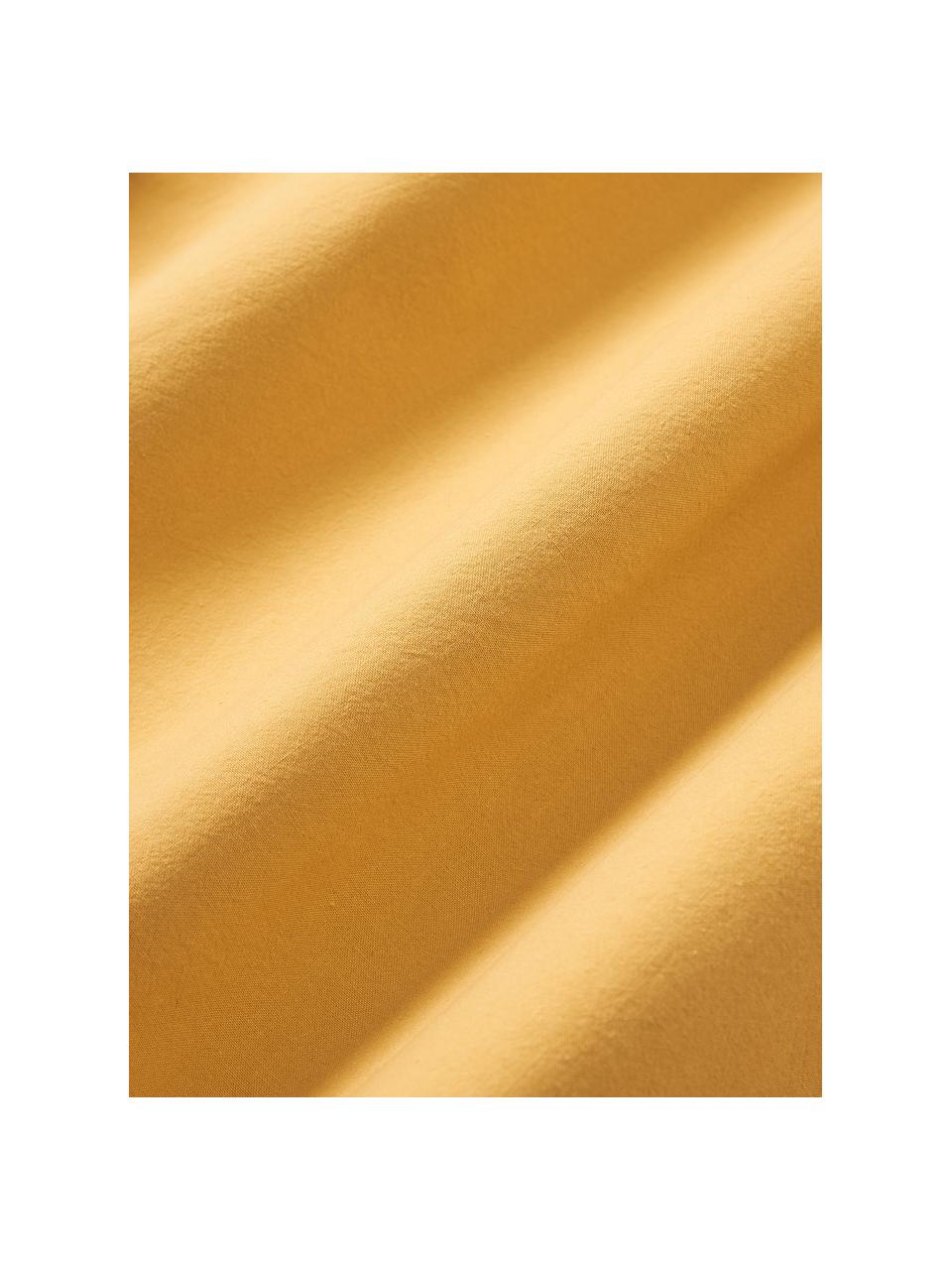 Housse de couette en coton délavé Darlyn, Jaune moutarde, larg. 200 x long. 200 cm