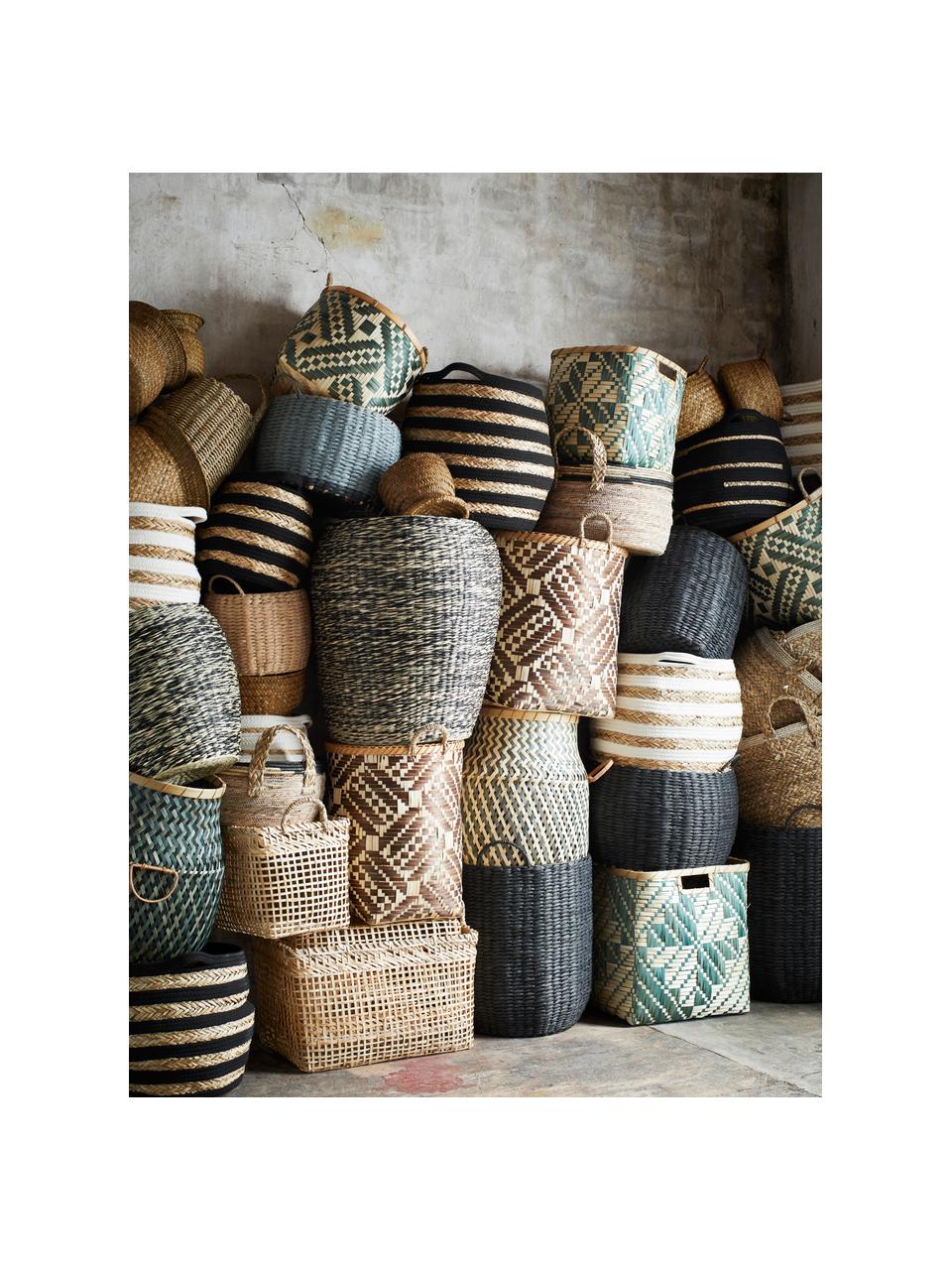 Súprava úložných košov z bambusu Batic, 2 diely, Béžová, tmavozelená, Súprava s rôznymi veľkosťami