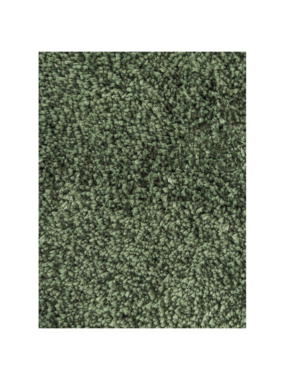 Tappeto rotondo morbido a pelo lungo Leighton, Microfibra (100% poliestere certificato GRS), Verde scuro, Ø 120 cm (taglia S)