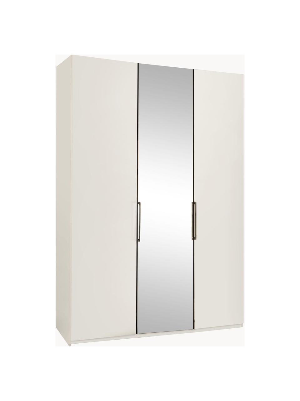 Drehtürenschrank Monaco mit Spiegeltür, 3-türig, Korpus: Holzwerkstoff, foliert, Griffe: Metall, beschichtet, Weiss, mit Spiegeltüren, B 149 x H 216 cm