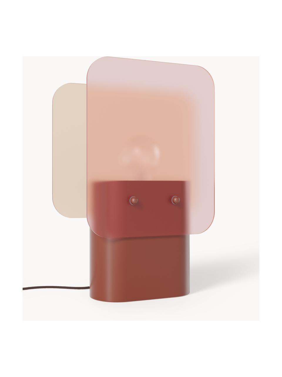 Lámpara de mesa pequeña Aluna, Pantalla: vidrio, Cable: plástico, Rojo indio, An 24 x Al 30 cm