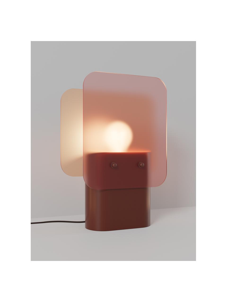 Kleine tafellamp Aluna, Lampvoet: metaal, Lampenkap: glas, Roodbruin, B 24 x H 30 cm