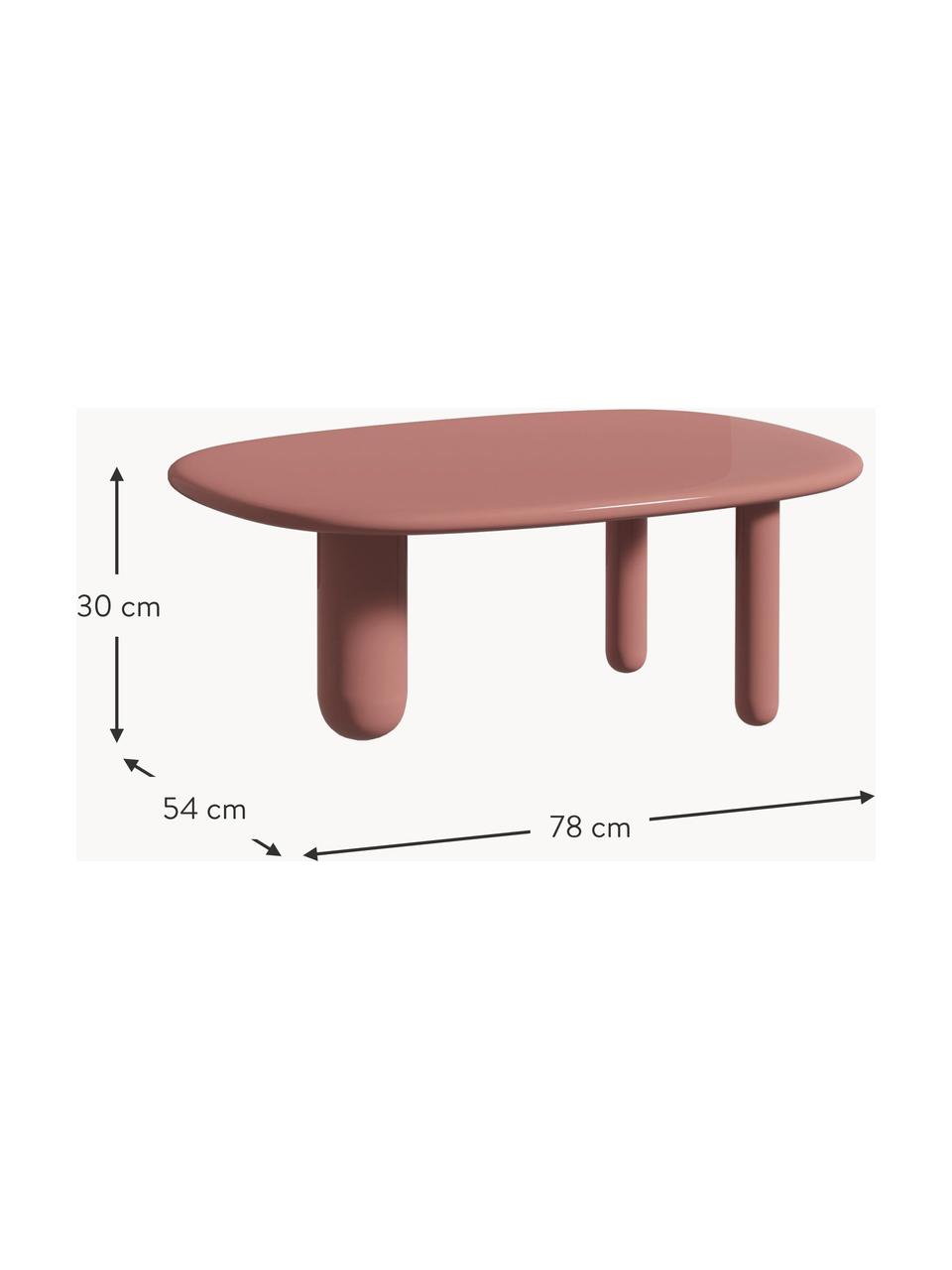 Oválny konferenčný stolík Tottori, Lakovaná MDF-doska strednej hustoty, Drevo, staroružová lakované, Š 78 x H 54 cm