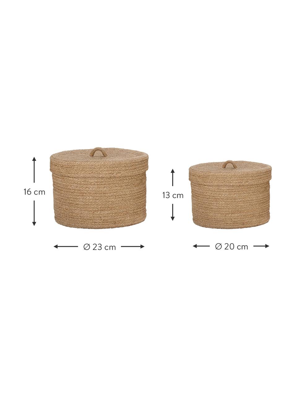 Corbeilles de rangement en jute Jamus, 2 élém., Toile de jute, Beige, Lot de différentes tailles