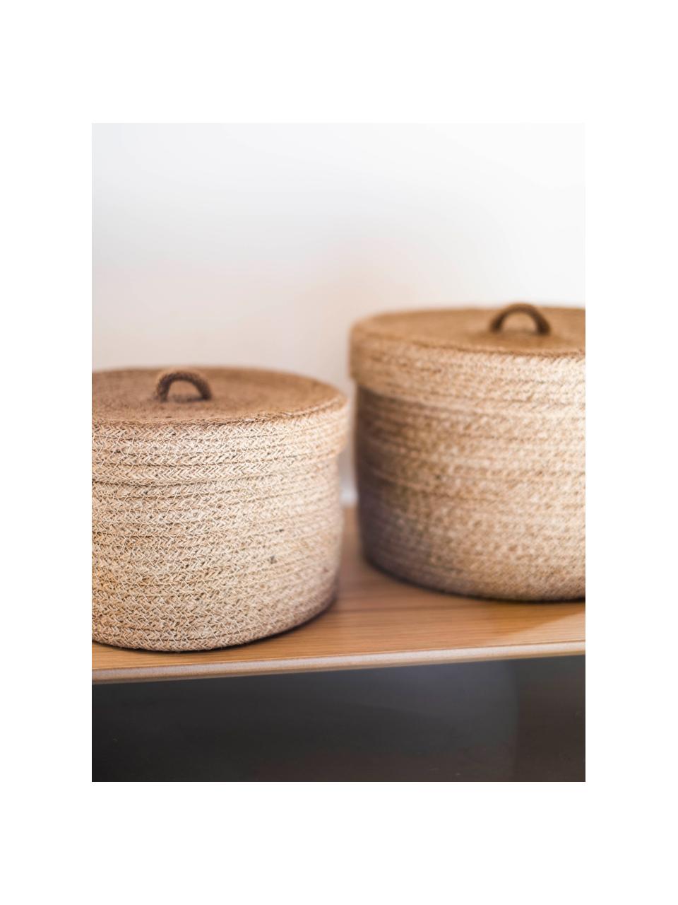 Corbeilles de rangement en jute Jamus, 2 élém., Toile de jute, Beige, Lot de différentes tailles