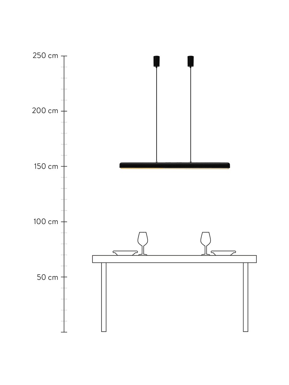 Stmievateľná závesná LED lampa Hazel, Čierna, Š 100 x V 7 cm