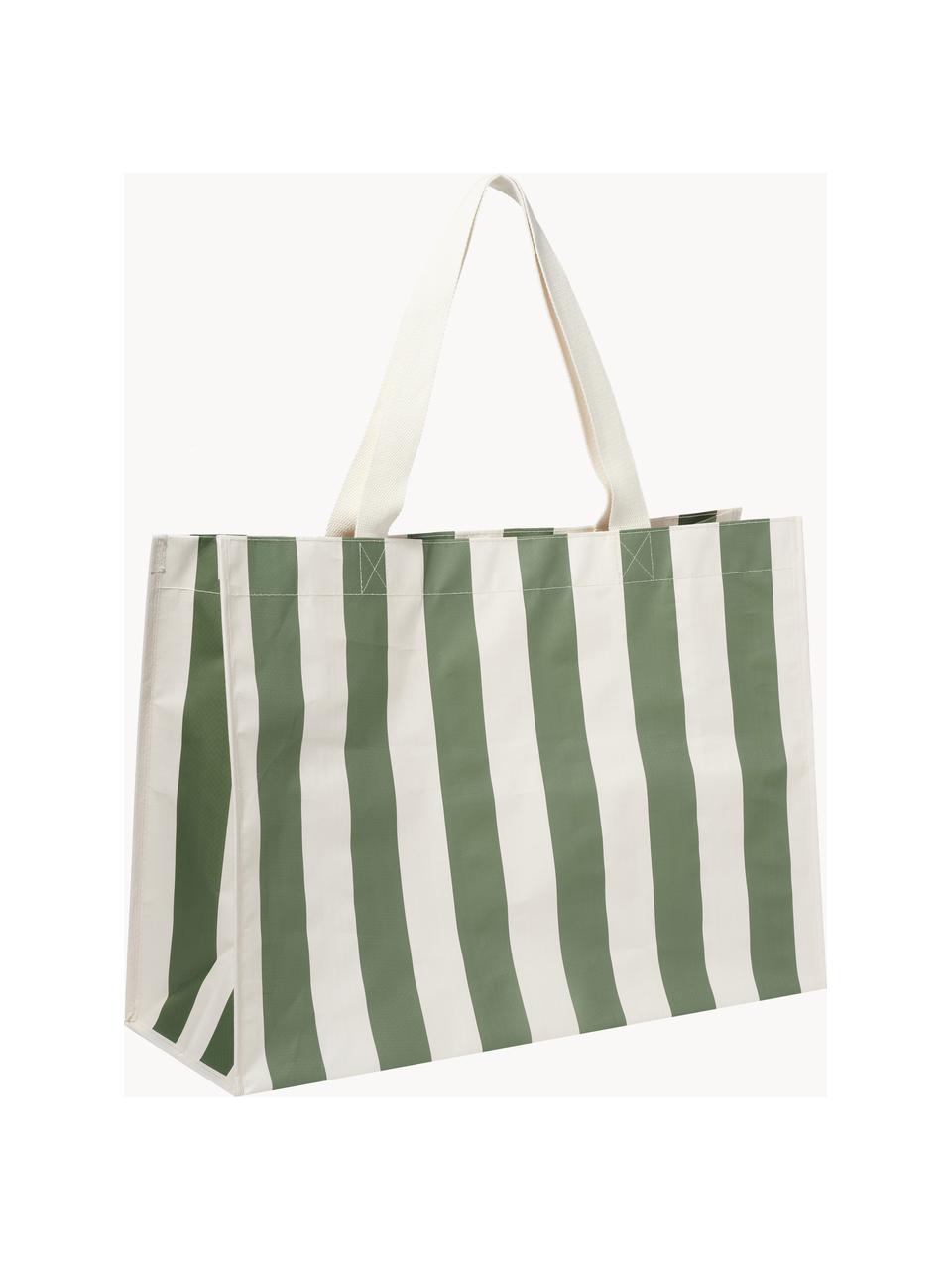 Plážová taška The Vacay, Polypropylen, Krémově bílá, olivově zelená, Š 58 cm, V 43 cm