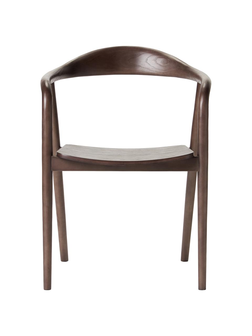 Chaise en bois à accoudoirs Angelina, Bois de frêne, certifié FSC, laqué, contreplaqué, certifié FSC, Bois de noyer, larg. 57 x haut. 80 cm
