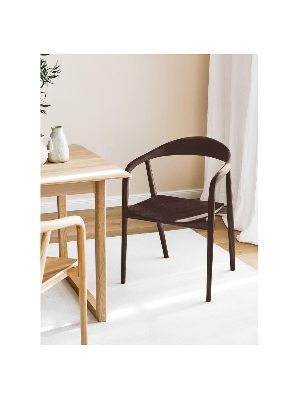 Krzesło z podłokietnikami z drewna Angelina, Drewno jesionowe z certyfikatem FSC lakierowane, sklejka z certyfikatem FSC, Fornir z drewna orzechowego, S 57 x W 80 cm