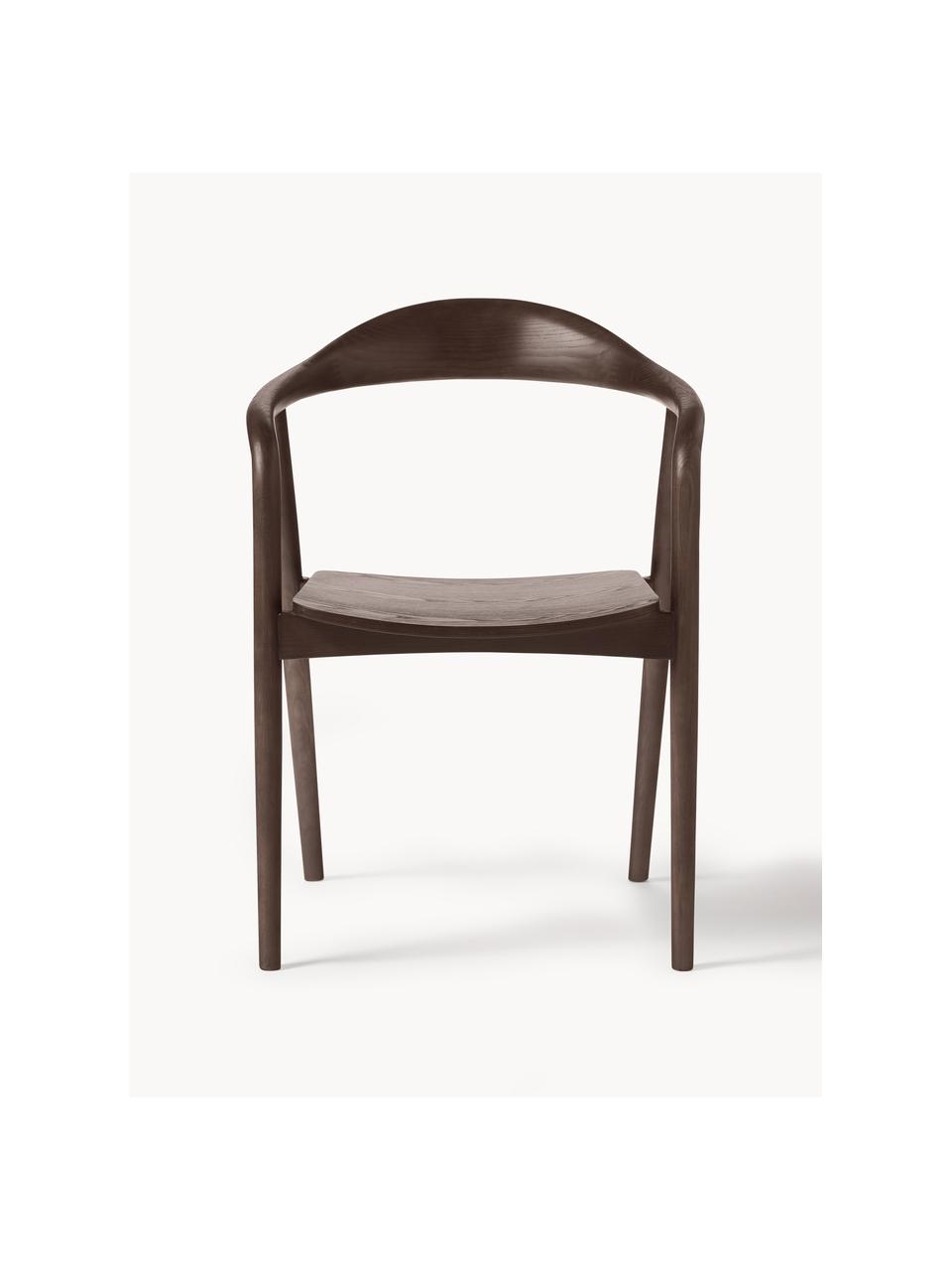 Krzesło z podłokietnikami z drewna Angelina, Ciemne drewno jesionowe, S 57 x W 80 cm