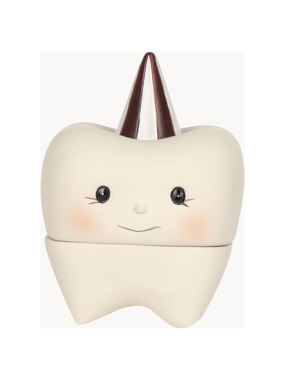 Scatola per bambini Tooth, Materiale in pietra, Bianco latte, multicolore, Larg. 6 x Alt. 9 cm