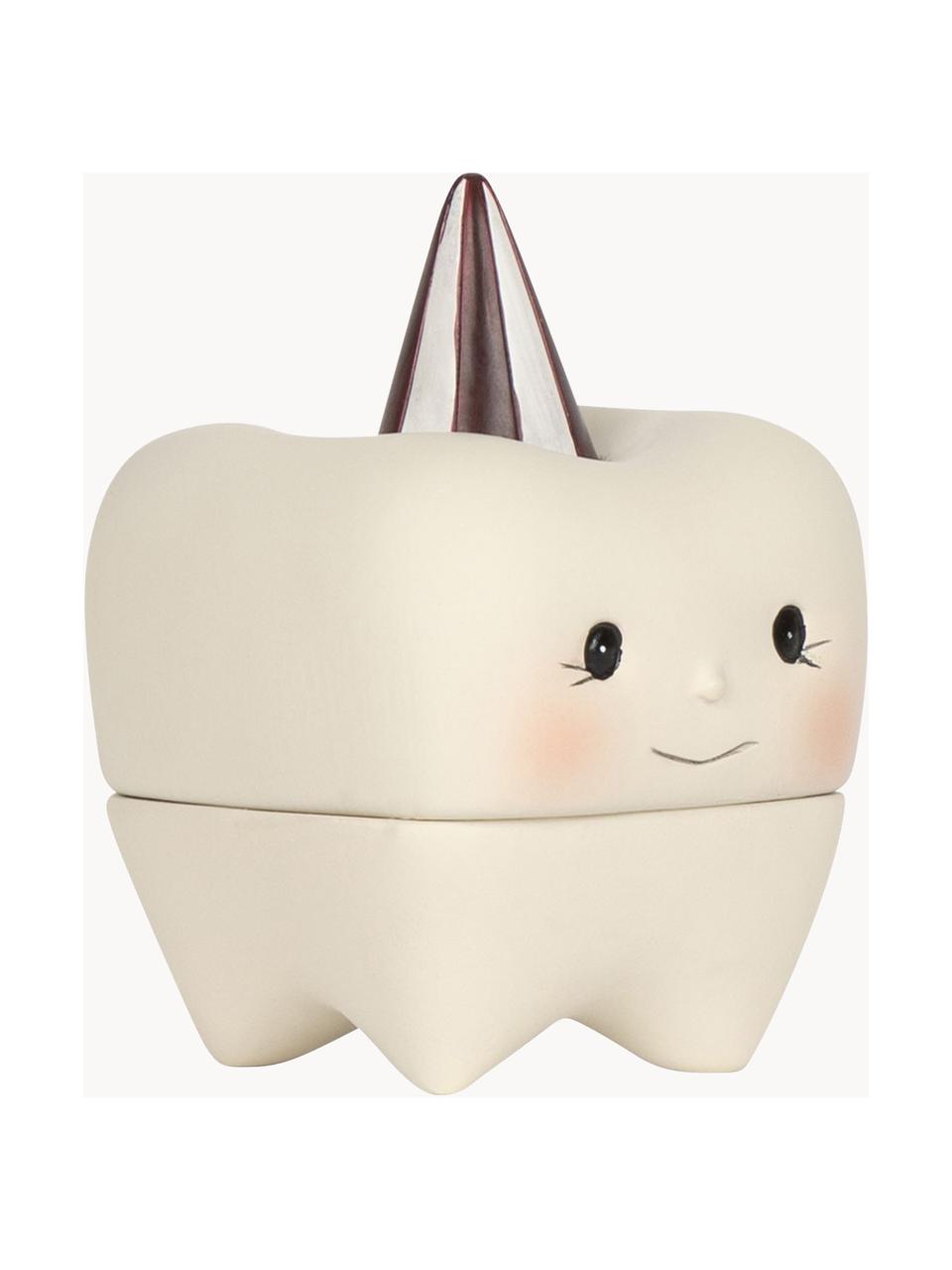 Kinder-Aufbewahrungsbox Tooth, Steinmaterial, Off White, Mehrfarbig, B 6 x H 9 cm