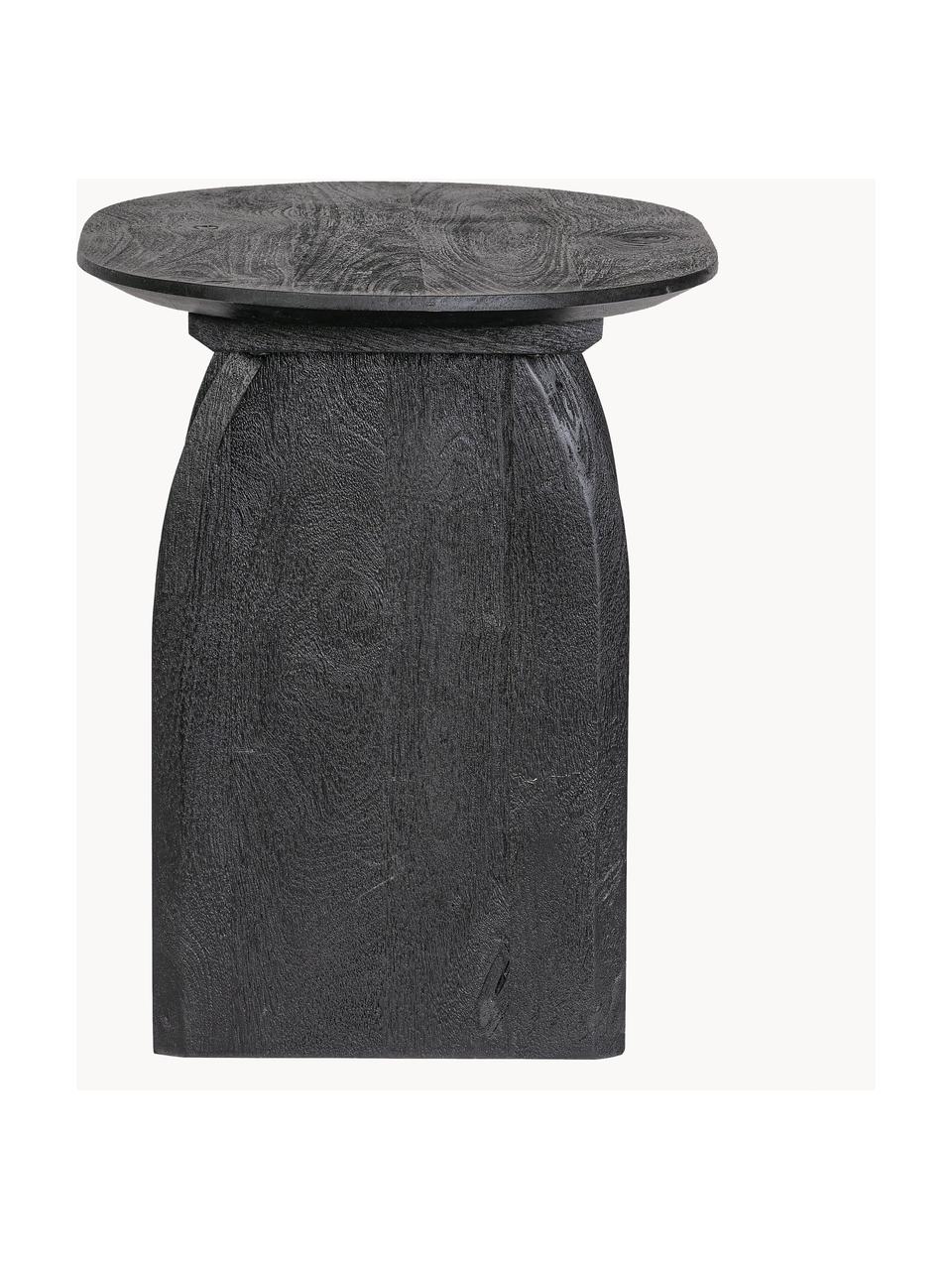 Ovaler Mangoholz-Beistelltisch Monterrey, Mangoholz, Mangoholz, schwarz lackiert, B 60 x H 56 cm