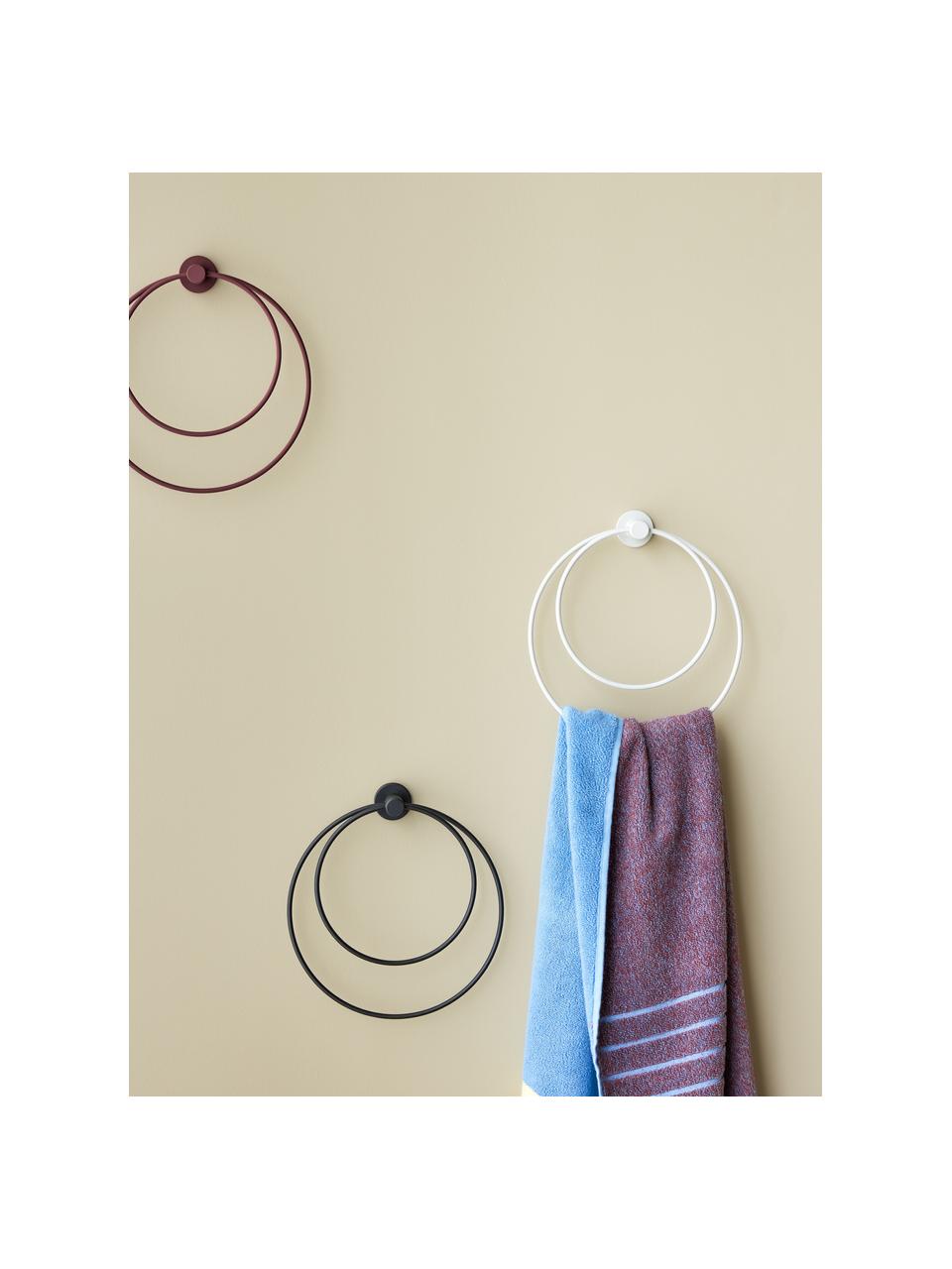 Porta asciugamani da parete in metallo Loop, Metallo rivestito, Nero, Larg. 26 x Alt. 23 cm