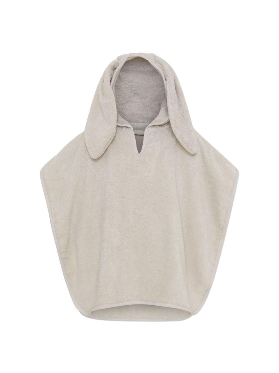 Poncho Terry aus Bio-Baumwolle, 100% Biobaumwolle, Beige, 25 x 30 cm