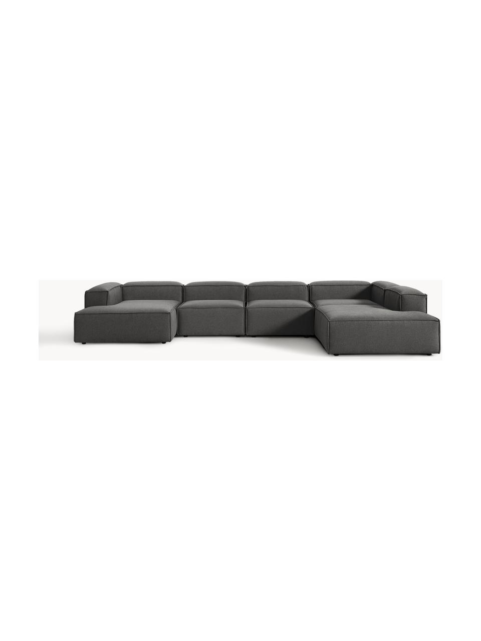 Canapé lounge modulable Lennon, Tissu anthracite, larg. 418 x prof. 269 cm, méridienne à gauche