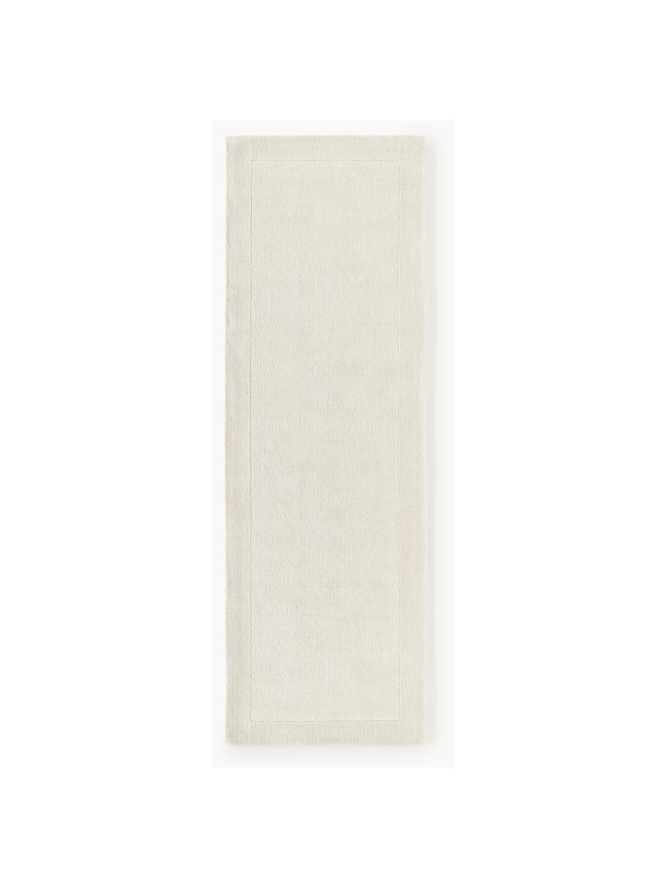 Tapis de couloir chatoyant Kari, 100 % polyester, certifié GRS, Blanc crème, larg. 80 x long. 250 cm