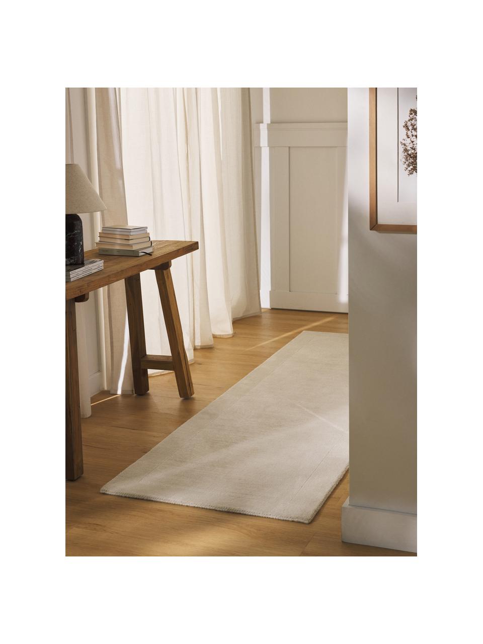 Alfombra corredor de pelo corto Kari, 100% poliéster con certificado GRS, Blanco crema, An 80 x L 250 cm