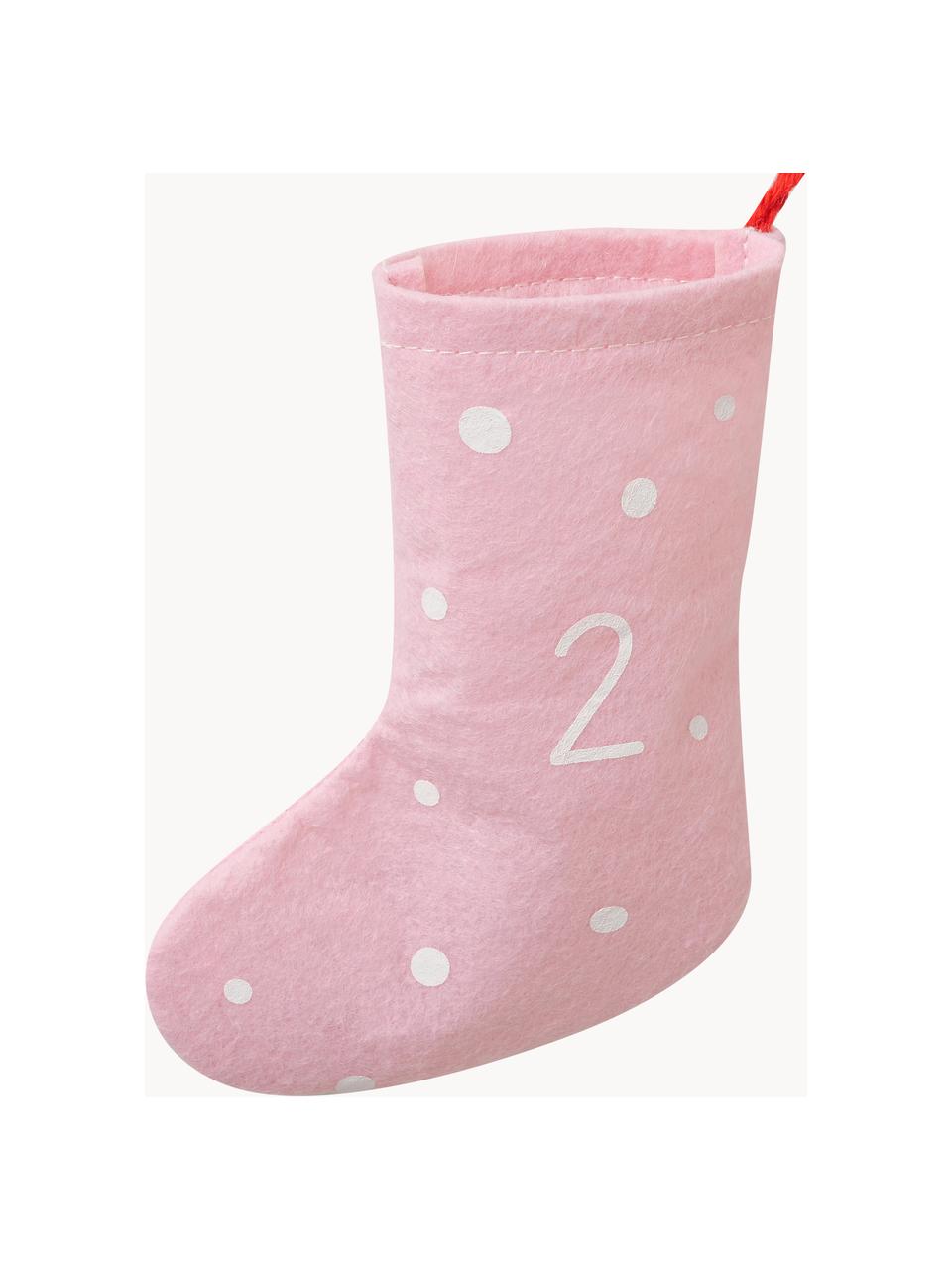 Adventskalender Socks L 200 cm, Vilt, Rood, roze, wit, L 200 cm