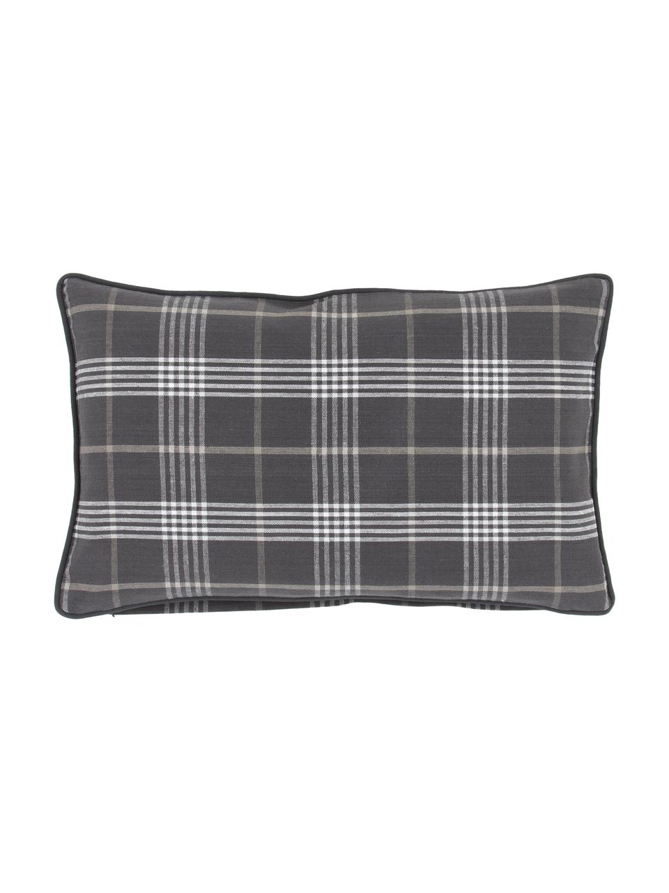Kostkovaný povlak na polštář s lemováním Stirling, 100 % bavlna, Tmavě šedá, Š 30 cm, D 50 cm