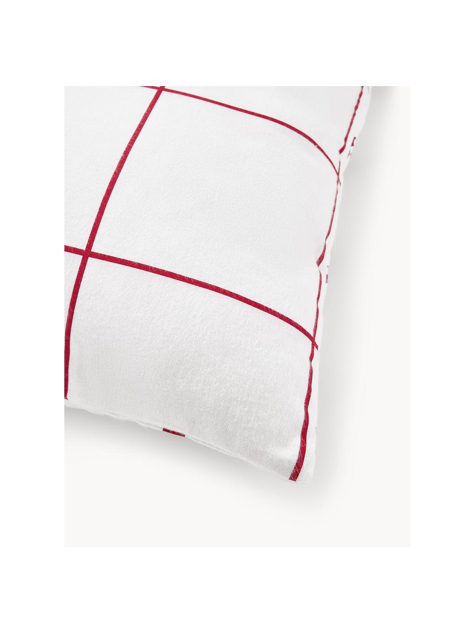 Funda de almohada doble cara de franela invernal Vince, Blanco, rojo, An 45 x L 110 cm