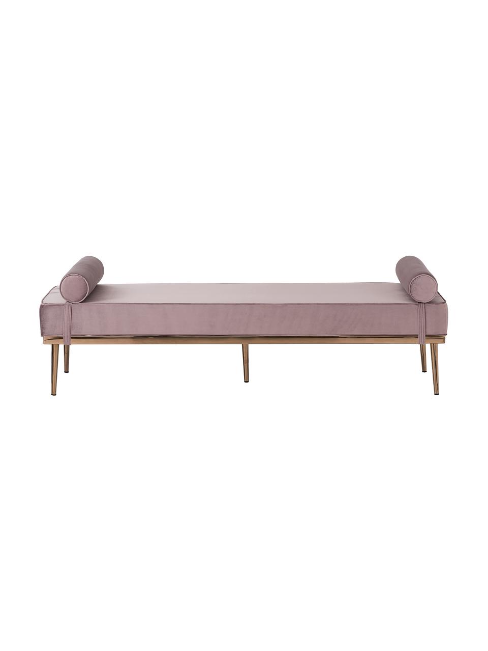 Fluwelen daybed Aurora in roze met metalen poten, Bekleding: fluweel (hoogwaardig poly, Poten: gecoat metaal, Fluweel mauve, B 180 x H 42 cm