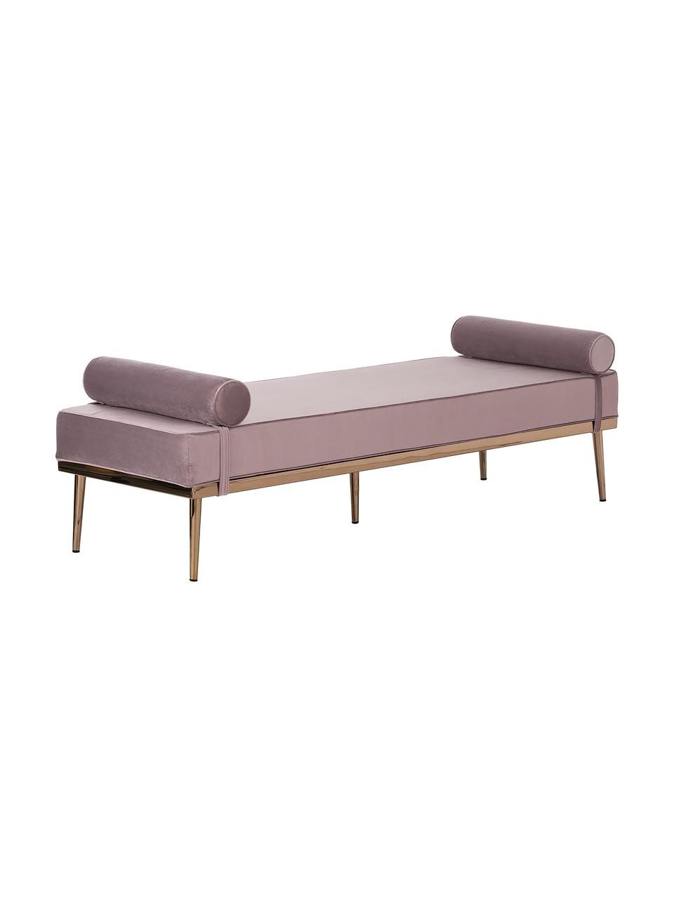 Samt-Daybed Aurora in Rosa mit Metall-Füssen, Bezug: Samt (Hochwertiger Polyes, Beine: Metall, beschichtet, Samt Mauve, B 180 x H 42 cm