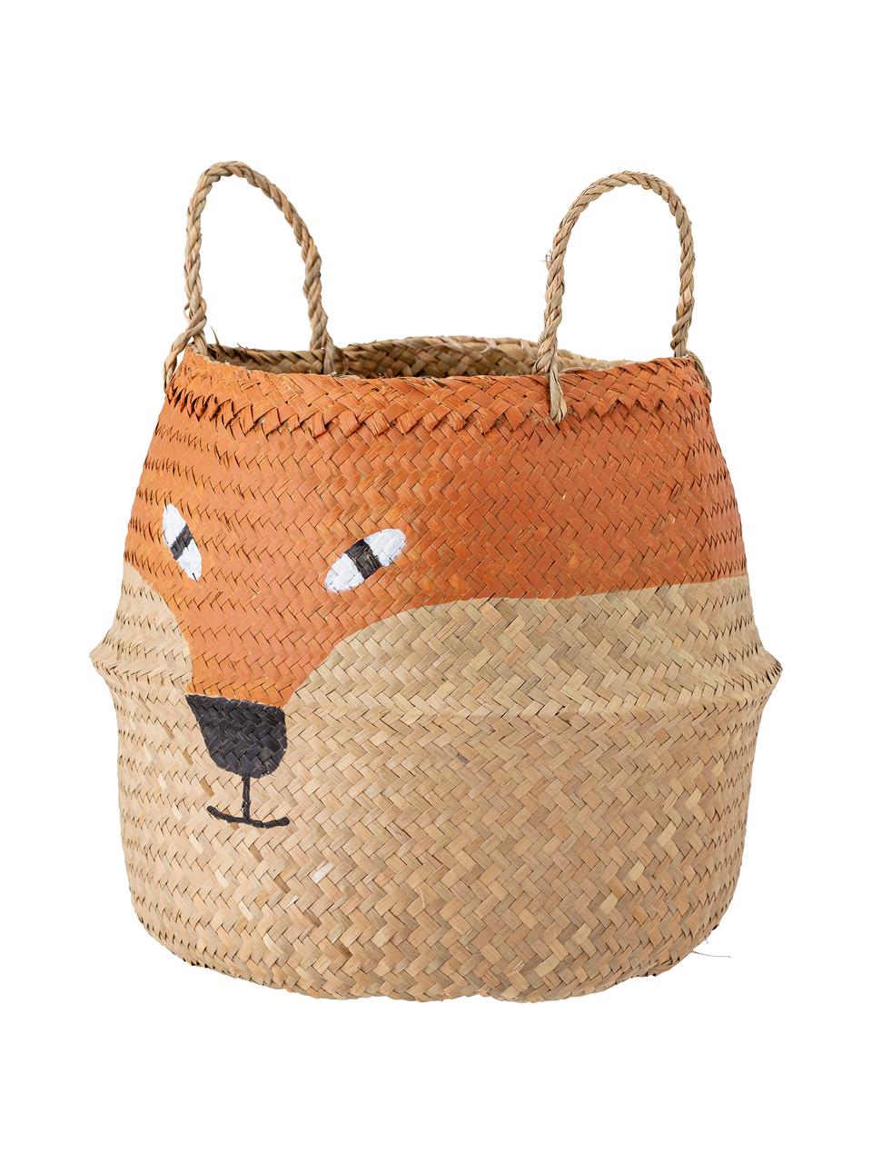 Aufbewahrungskorb Fritse, Seegras, Orange, Beige, Schwarz, Weiß, Ø 35 x H 40 cm