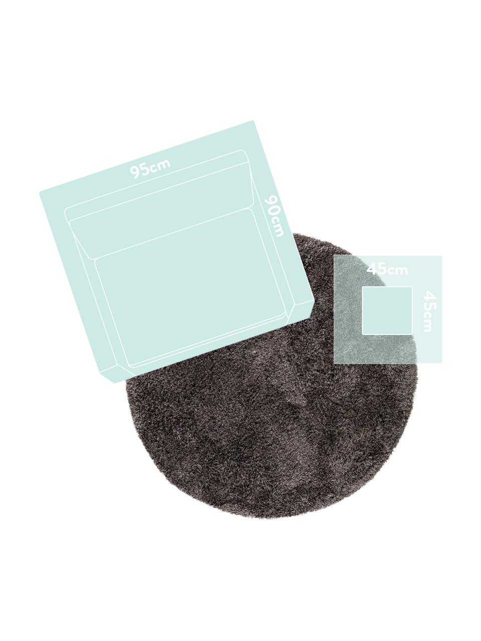 Glänzender Hochflor-Teppich Lea in Anthrazit, rund, 50% Polyester, 50% Polypropylen, Anthrazit, Ø 160 cm (Größe M)