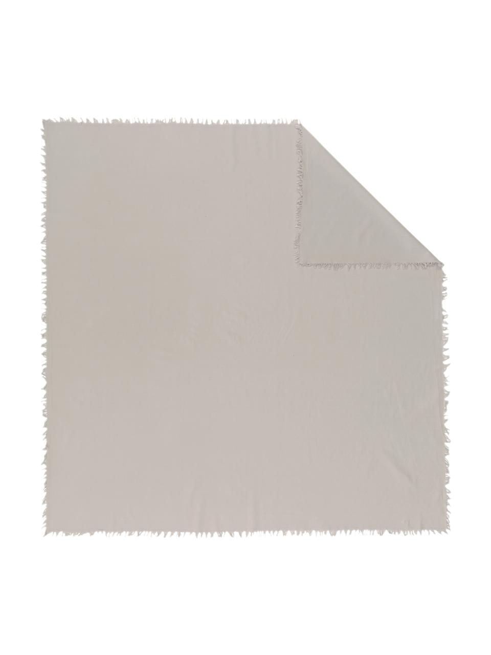 Obrus z bawełny z frędzlami Nalia, Bawełna, Beżowy, Dla 6-8 osób (S 160 x D 250 cm)