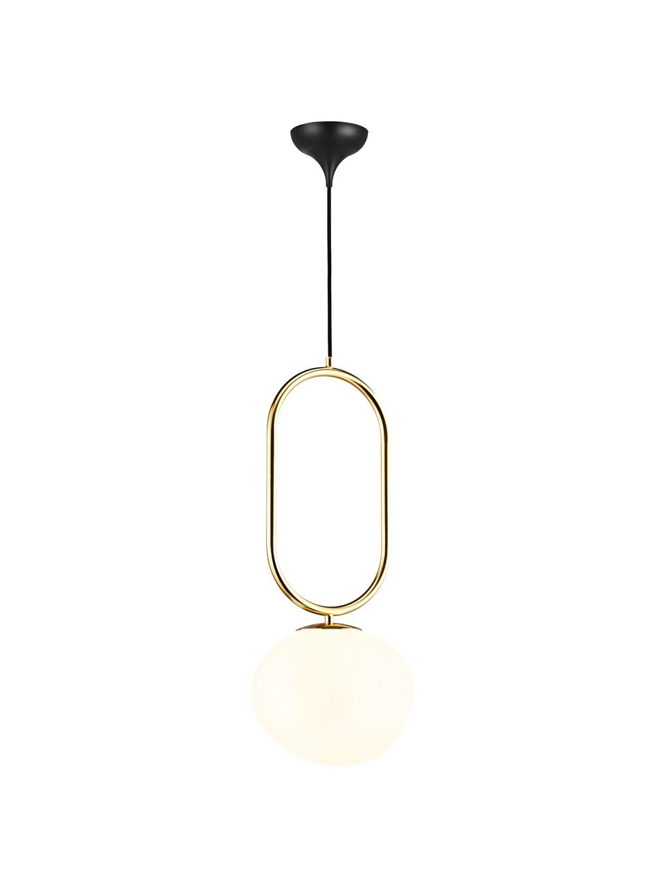 Lampa wisząca Shapes, Stelaż: metal szczotkowany, Kremowobiały, odcienie mosiądzu, Ø 22 cm