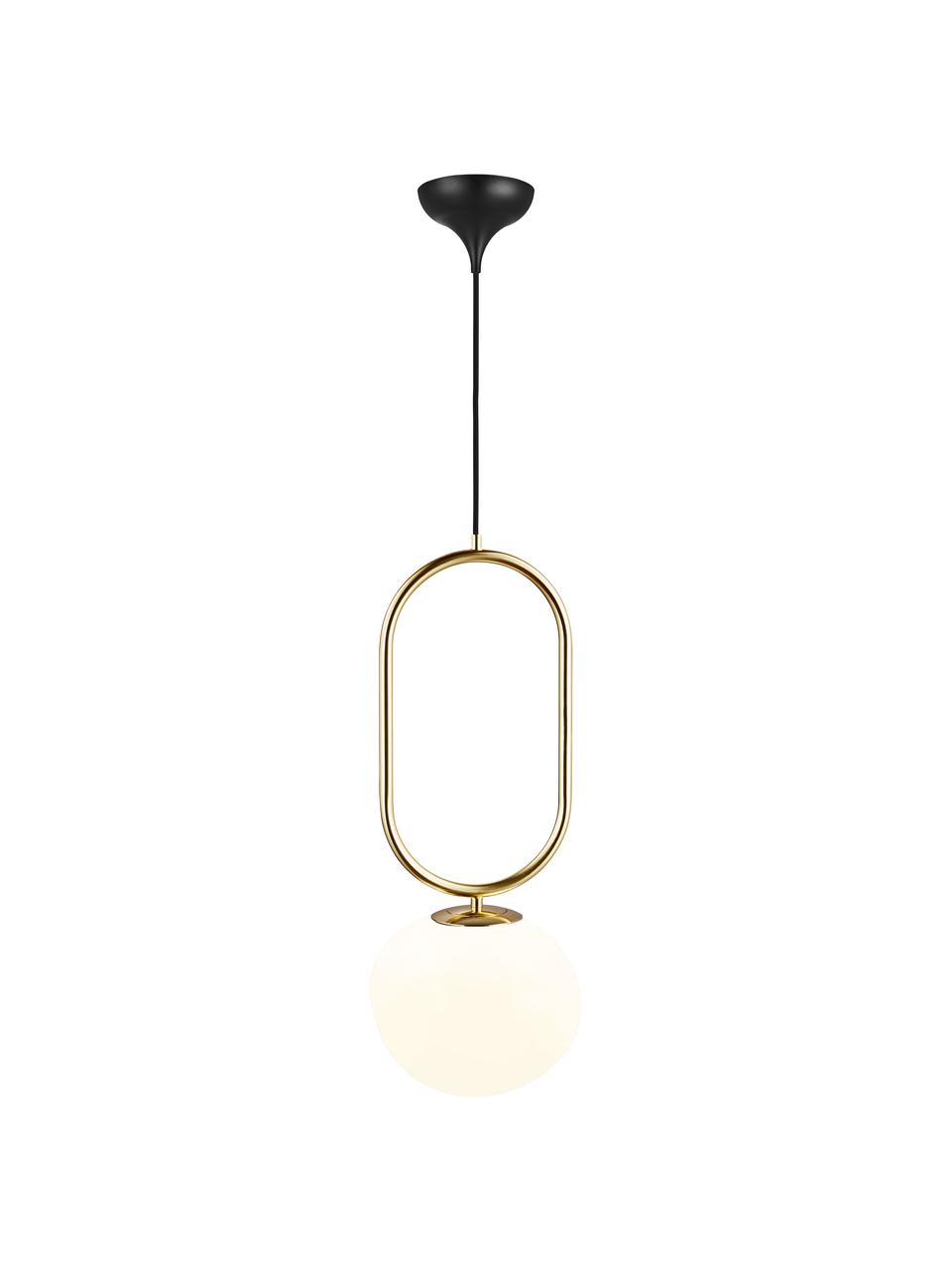 Lampa wisząca Shapes, Stelaż: metal szczotkowany, Kremowobiały, odcienie mosiądzu, Ø 22 cm